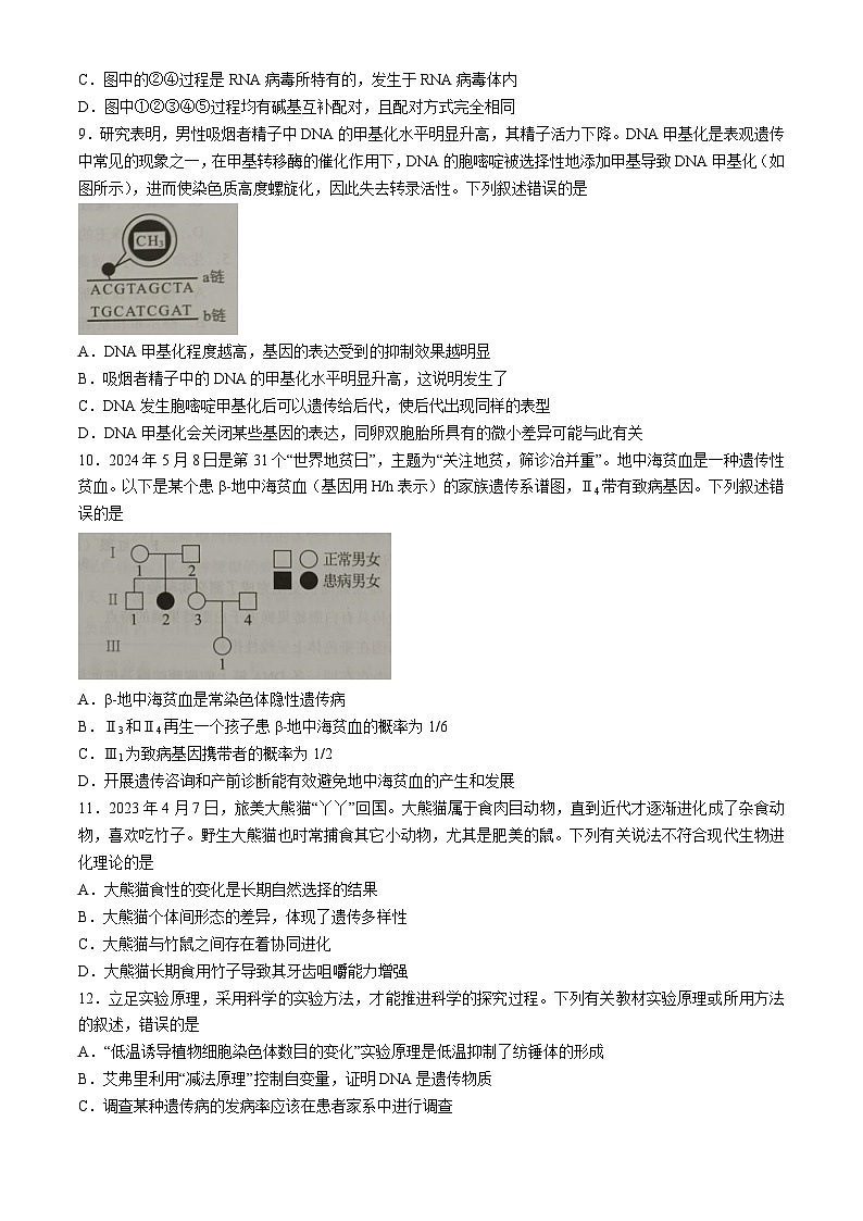 广东省梅州市2023-2024学年高一下学期期末联考生物试卷(无答案)03