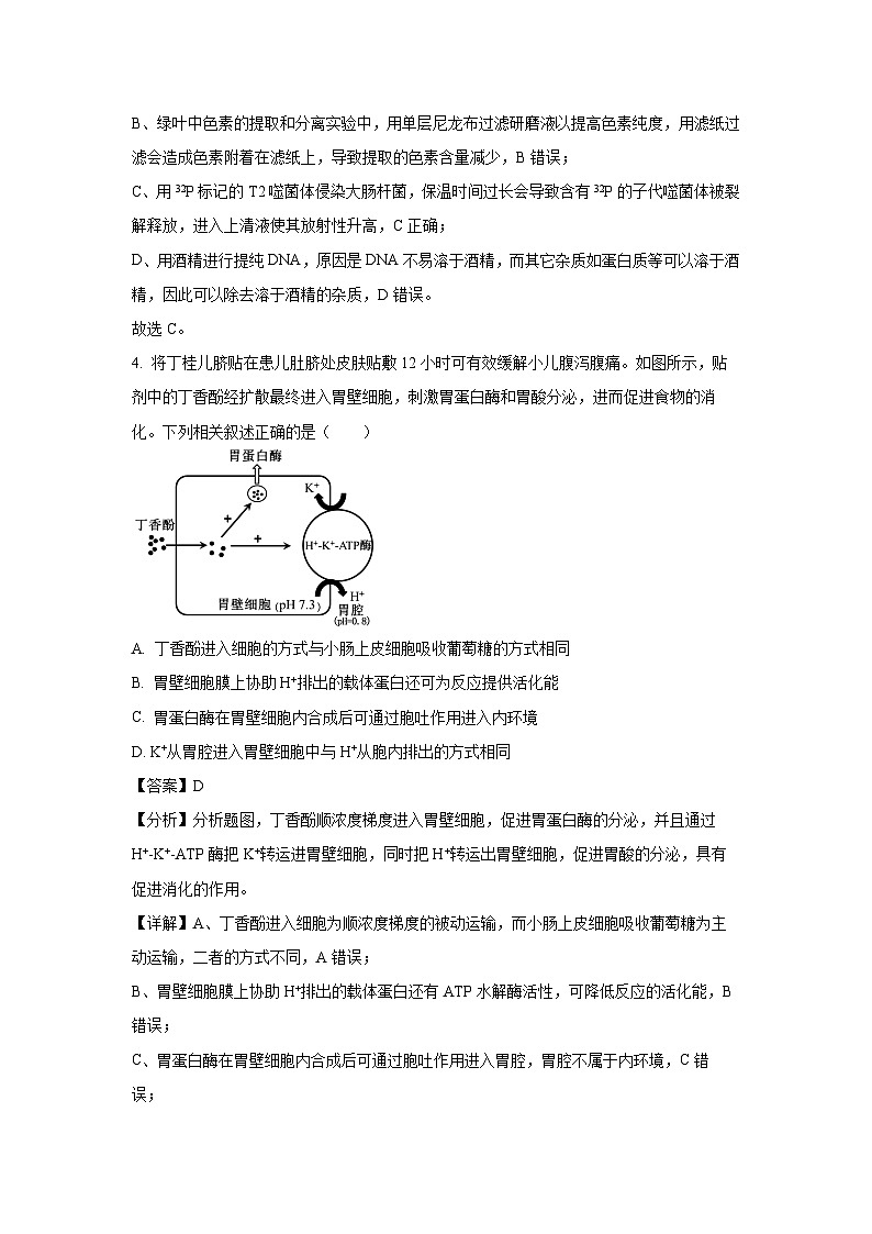 [生物]河北省“五个一”名校联盟2025届高三上学期第一次联考试卷(解析版)第3页