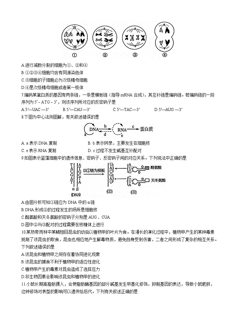 广西壮族自治区来宾市等2地2023-2024学年高一下学期7月期末教学质量监测生物试题(无答案)第2页
