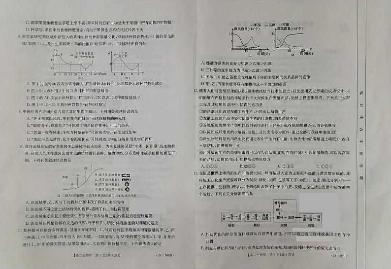 安徽省阜阳市2023—2024学年高二下学期期末质量检测生物试题02