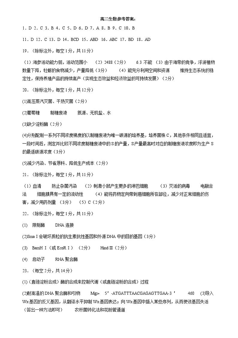 河北省石家庄市辛集市2023-2024学年高二下学期7月期末教学质量监测生物试题01