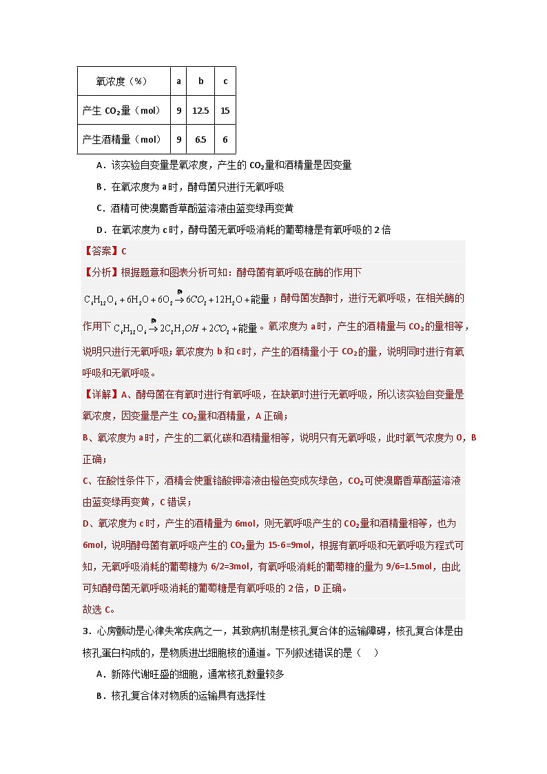 人教版高中生物必修一5.3《细胞呼吸的原理和应用》课时练习第2页