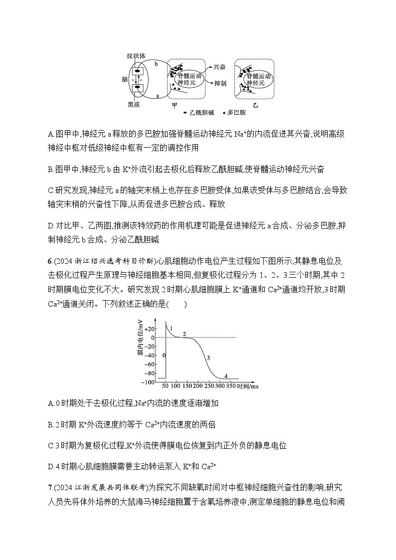 浙科版高考生物一轮复习热点练5神经调节含答案03