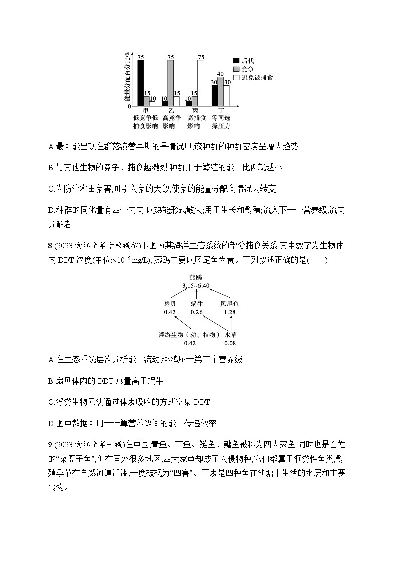 浙科版高考生物一轮复习作业49能量流动和物质循环含答案03