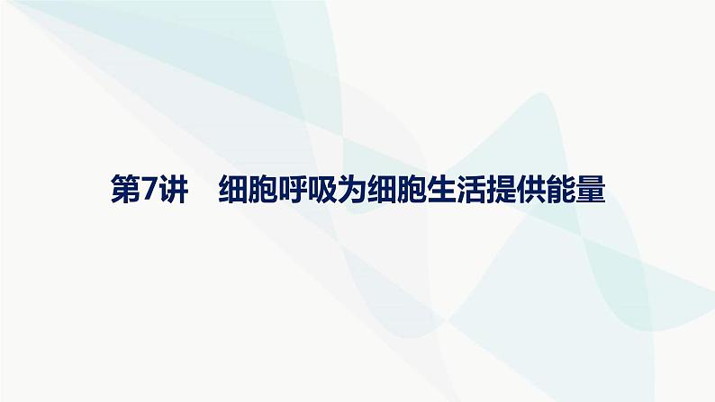 浙科版高考生物一轮复习第2单元细胞的代谢第7讲细胞呼吸为细胞生活提供能量课件01