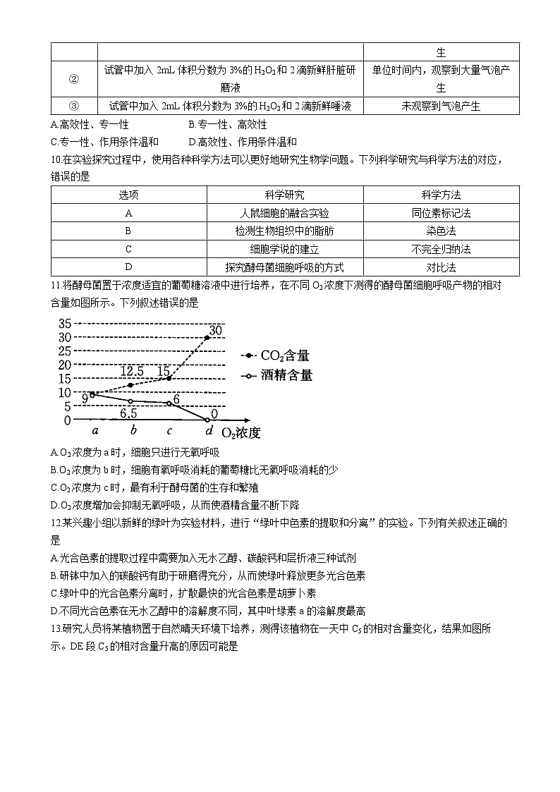 河北省承德市2023-2024学年高二下学期期末考试生物试卷（Word版附答案）03