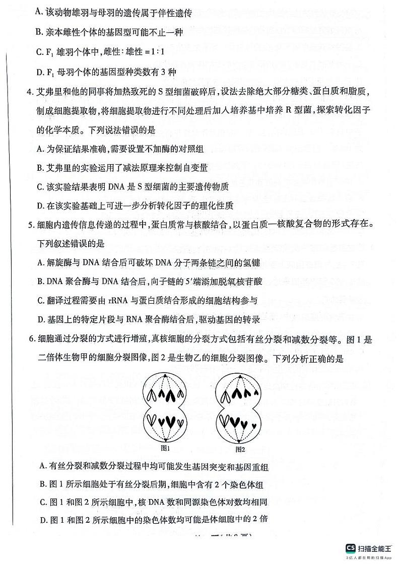 安徽省宿州市天一大联考2023-2024学年高一下学期7月期末生物试题第2页