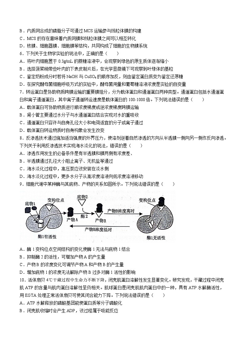 山东省烟台市2023-2024学年高二下学期7月期末生物试题(无答案)第2页