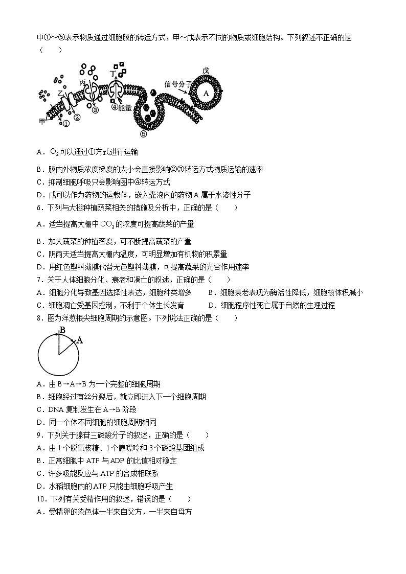 云南省曲靖市麒麟区2023—2024学年高一下学期期末考试生物试题(无答案)02