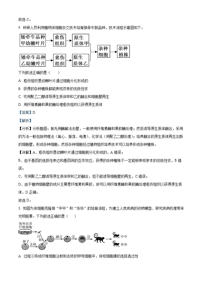 安徽省百花、八一等学校四校联考2023-2024学年高二下学期7月期末生物试题 Word版含解析第3页