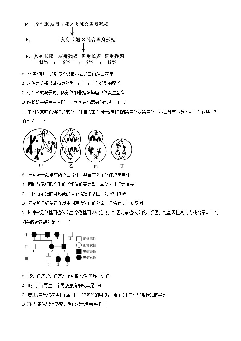 安徽省六安第一中学2023-2024学年高一下学期6月期末生物试卷（Word版附解析）02