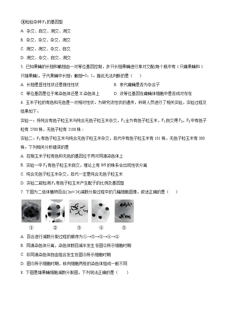 安徽省芜湖市第一中学2021-2022学年高一下学期期中考试生物试卷（Word版附解析）02