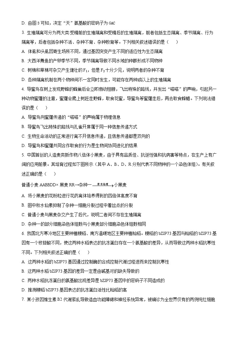 四川省成都市第七中学2023-2024学年高一下学期期末模拟生物试卷（Word版附解析）02