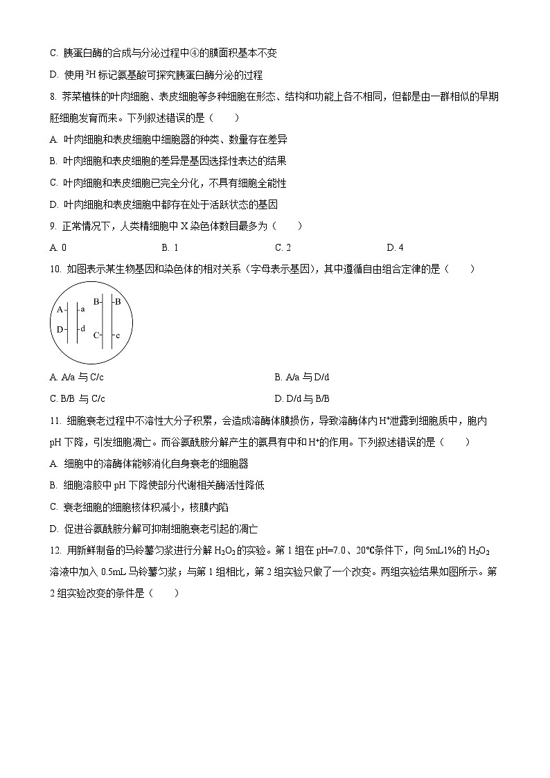 浙江省丽水市2023-2024学年高一下学期6月期末生物试题 Word版无答案第3页