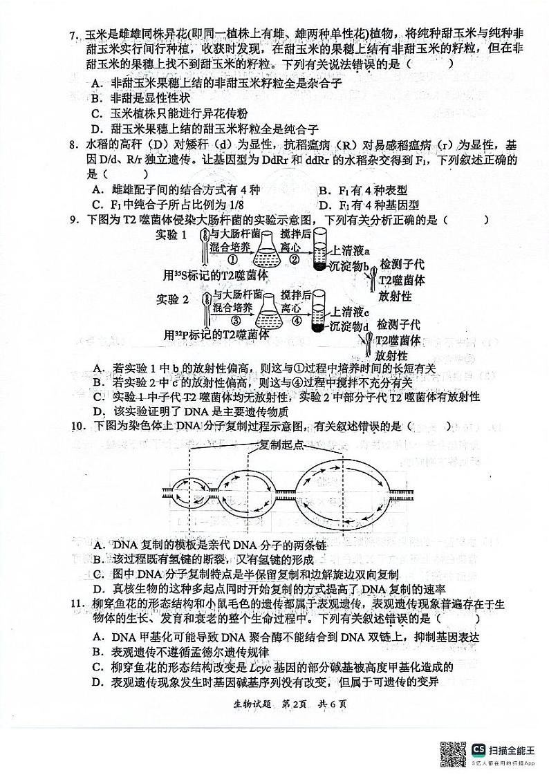 广东省惠州市2023-2024学年高一下学期7月期末生物试题02