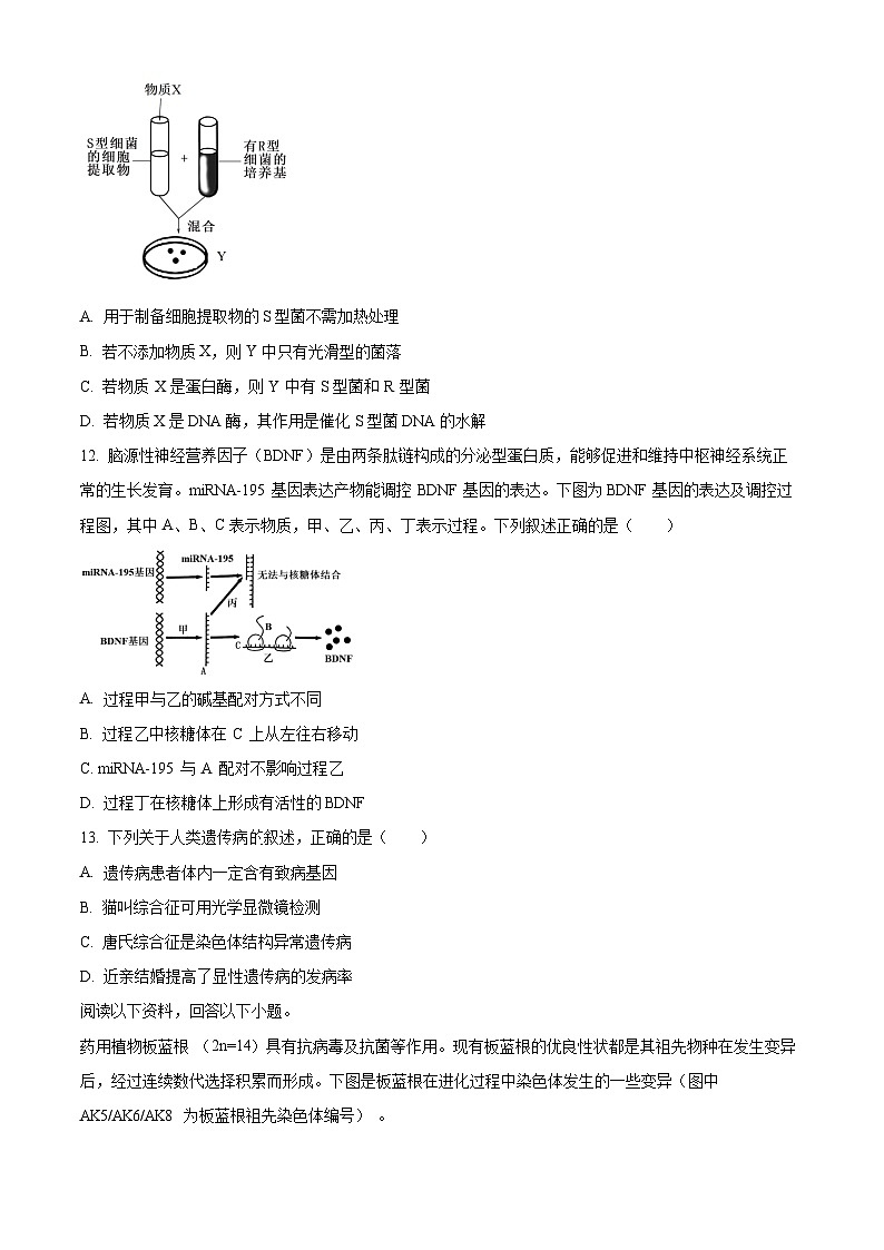 2024湖州高一下学期6月期末考试生物含解析03