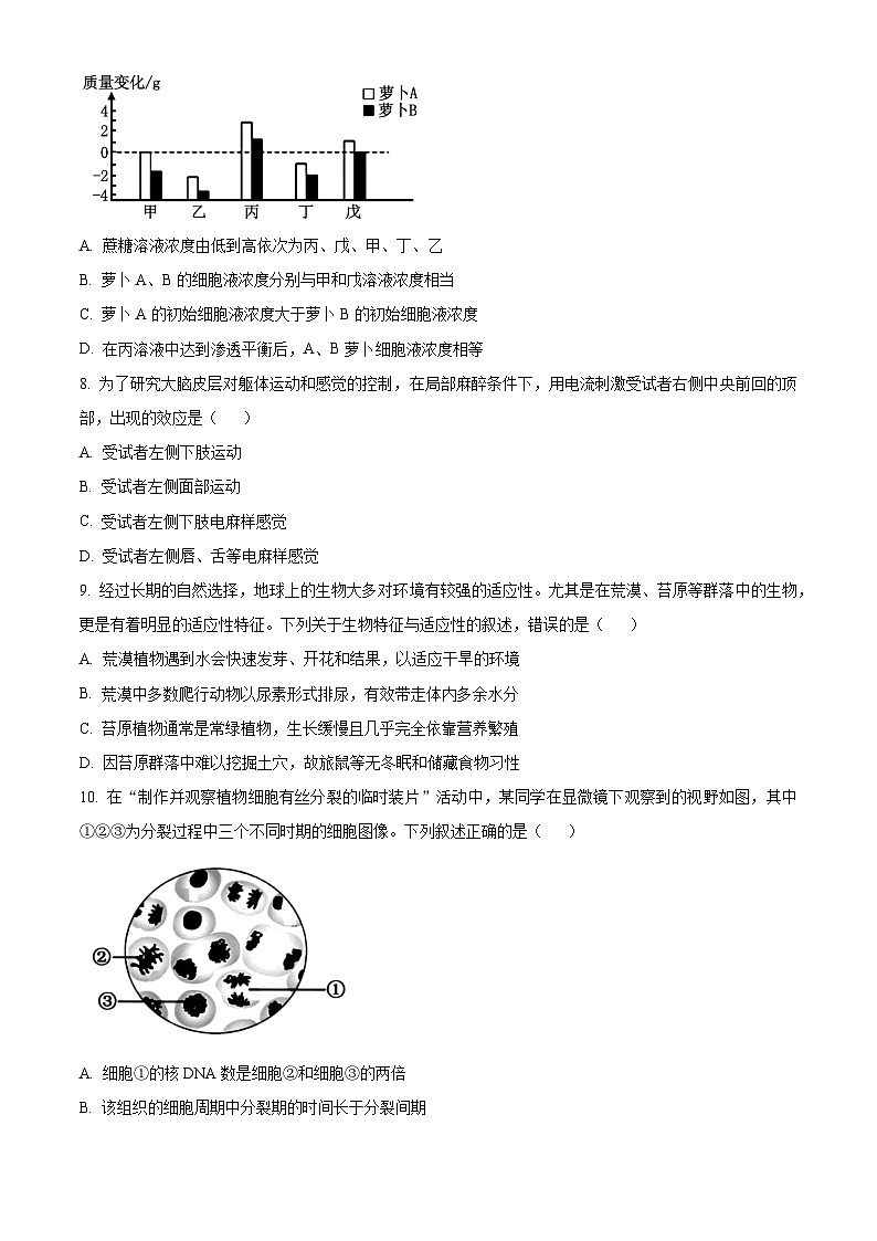 浙江省浙南名校联盟2023-2024学年高二下学期6月期末联考生物试卷（Word版附解析）03