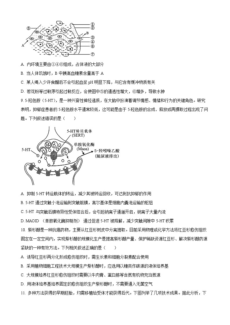 浙江省宁波市慈溪市2023-2024学年高二下学期6月期末考试生物试题（Word版附解析）03