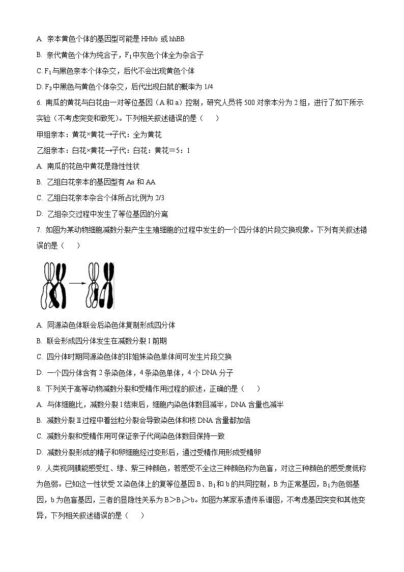 安徽省太和中学2023-2024学年高一下学期期中教学质量检测生物试题（Word版附解析）03