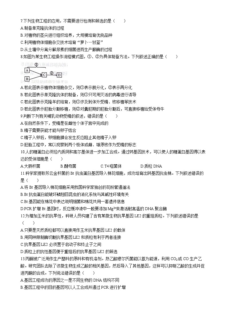 安徽省淮北市国泰中学2023-2024学年高二下学期期末考试生物试题02