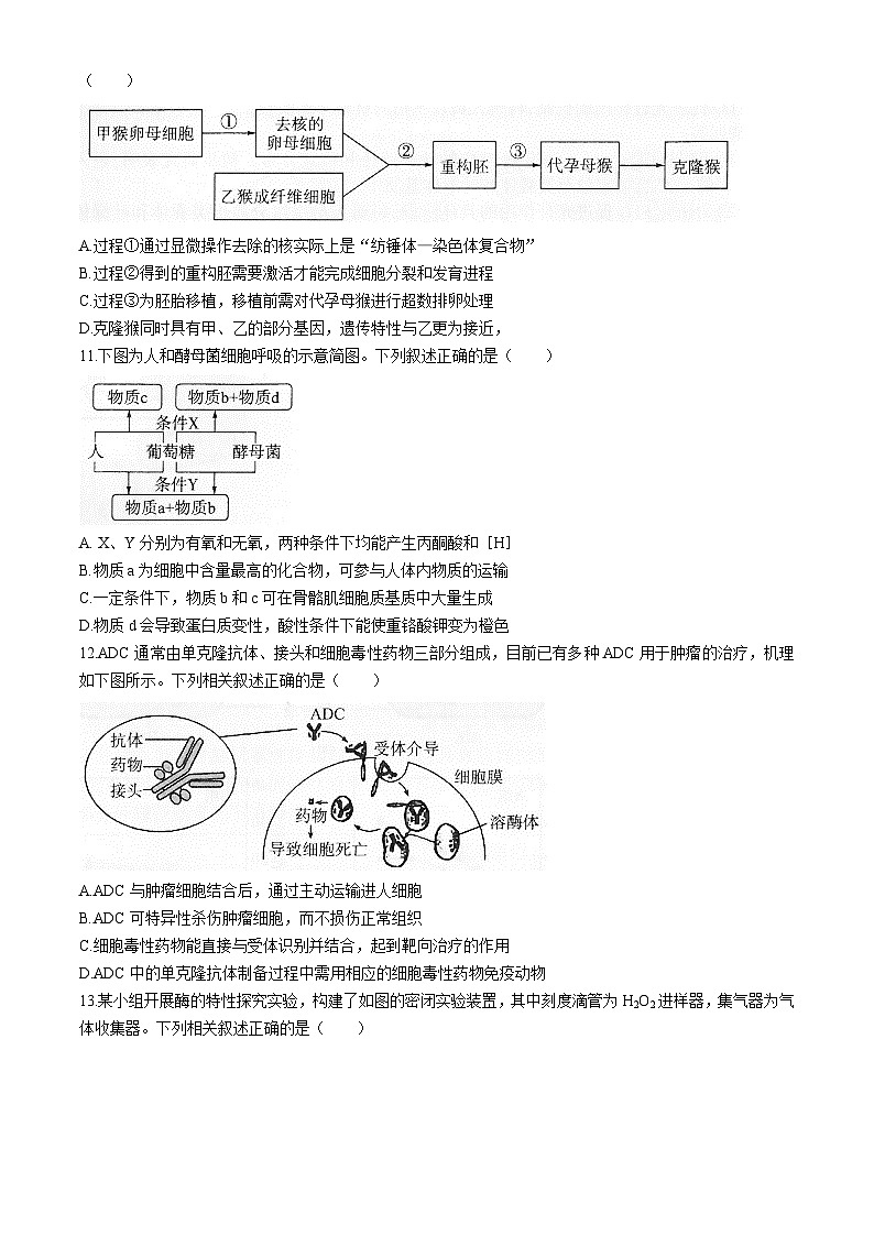 福建省厦门市2023-2024学年高二下学期期末质量检测生物试题03