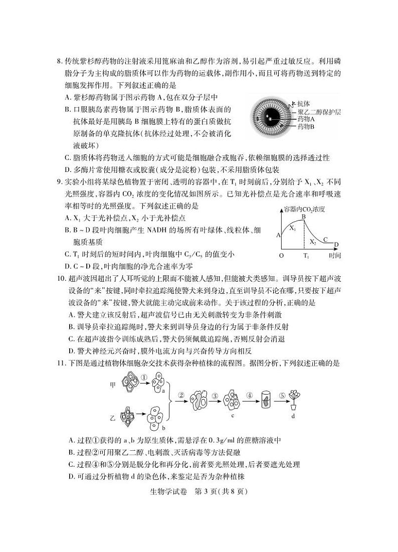 湖北省五市州2023-2024学年高二下学期7月期末生物试题03