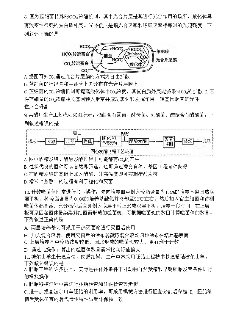 山东省东营市2023-2024学年高二下学期7月期末生物试题03