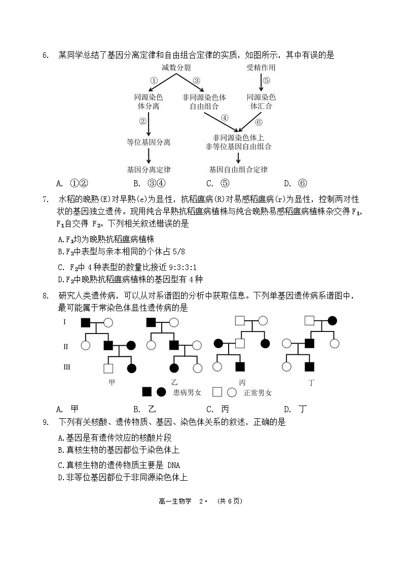 贵州省遵义市2023-2024学年高一下学期期末考试生物试题02