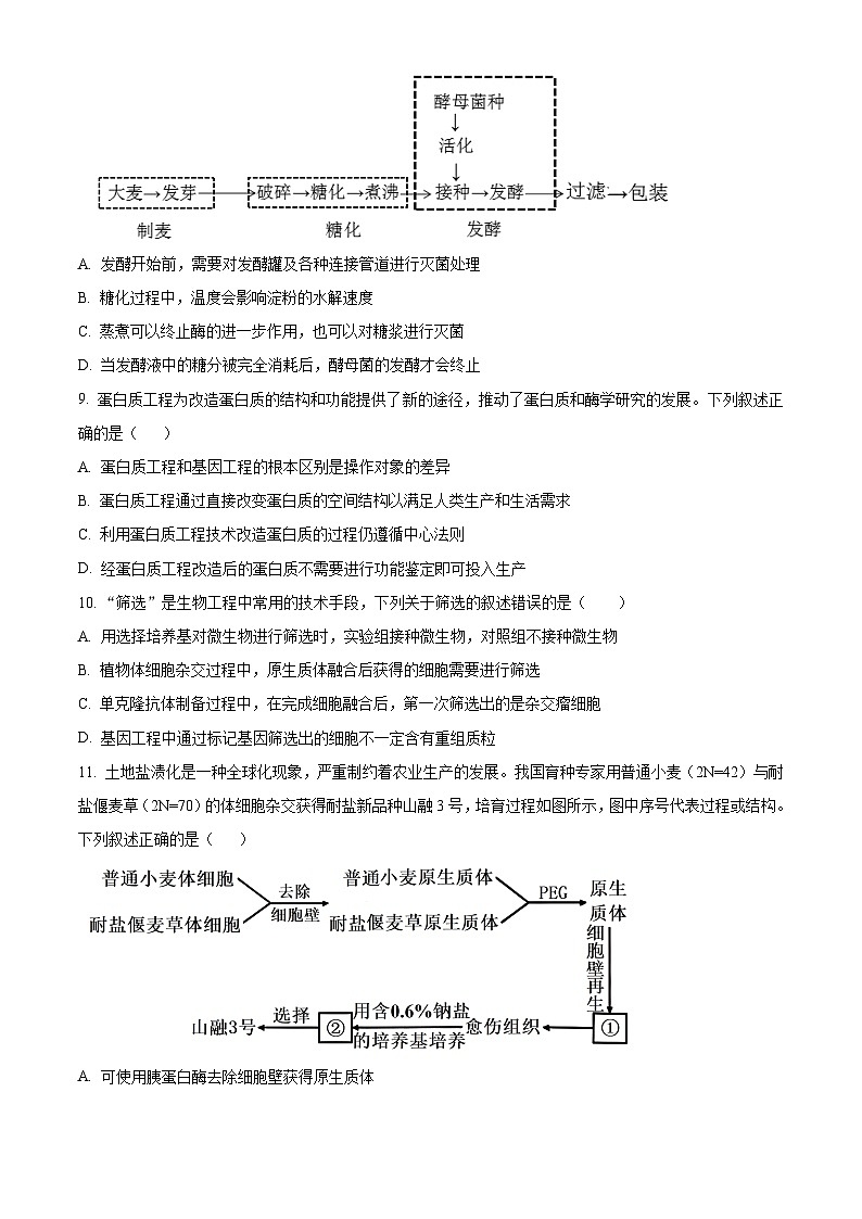 2024长沙长郡中学高二下学期期末考试生物试卷含解析03