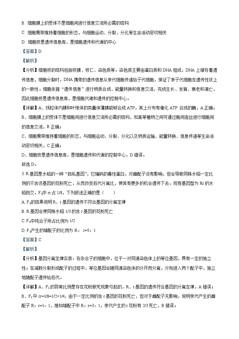 2024湖南省多校联考高一下学期期末考试生物试题含解析02