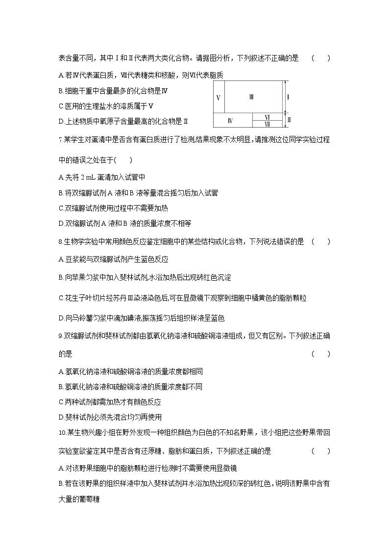 新人教版  高一 生物必修一  第二章 第一节  细胞中的元素和化合物  课时练（含答案）第2页