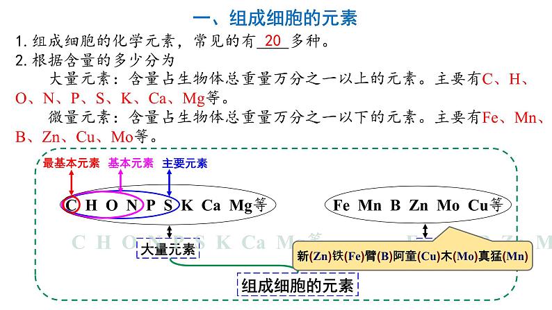 新人教版  高一 生物必修一  第二章 第一节  细胞中的元素和化合物  课件ppt第7页