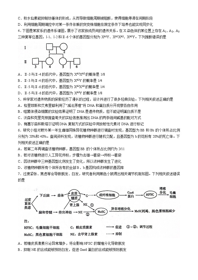 安徽省滁州市2023-2024学年高二下学期7月期末考试生物试卷（Word版附答案）02