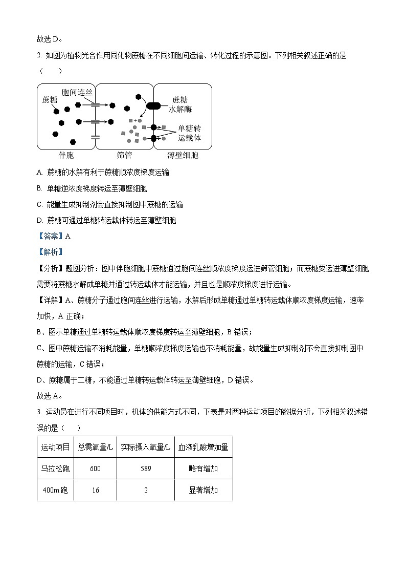 湖南省娄底市涟源市2023-2024学年高一下学期7月期末生物试题（解析版）第2页