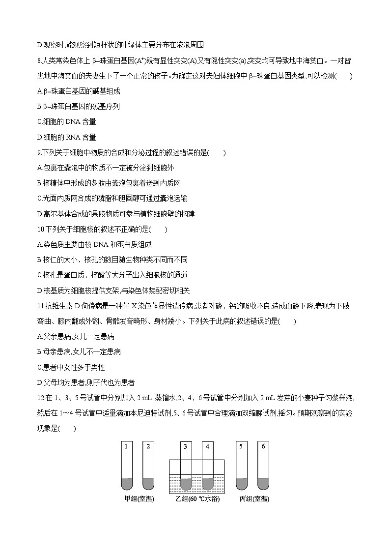 2023年浙江省高中学业水平考试模似（四）生物试卷02
