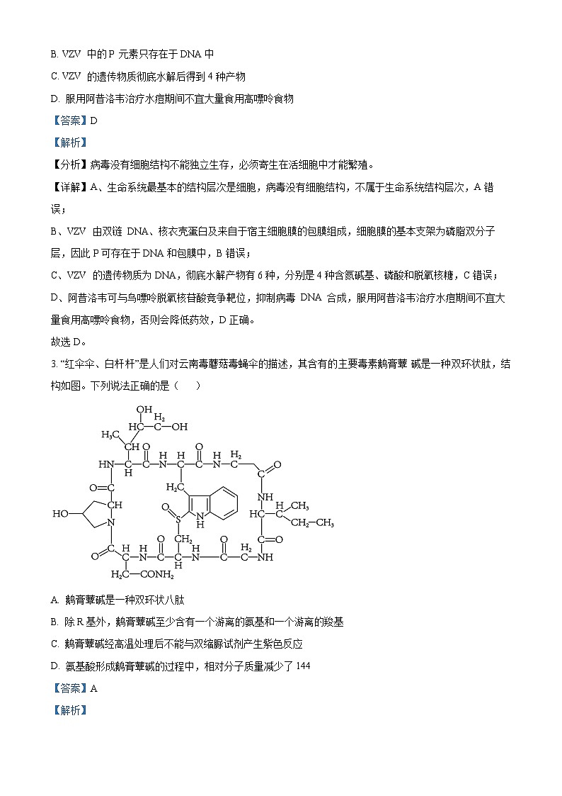 山东省潍坊市2024年7月高二年级下学期期末学习质量检测生物试题02