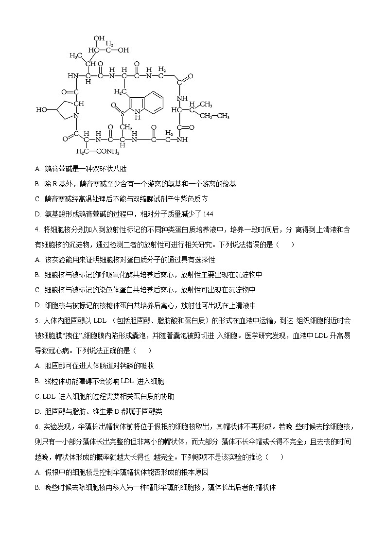 山东省潍坊市2024年7月高二年级下学期期末学习质量检测生物02
