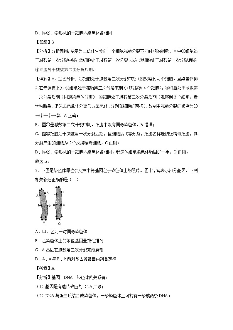 [生物]江苏省2023-2024学年高一生物下学期期末通关卷01(解析版)02