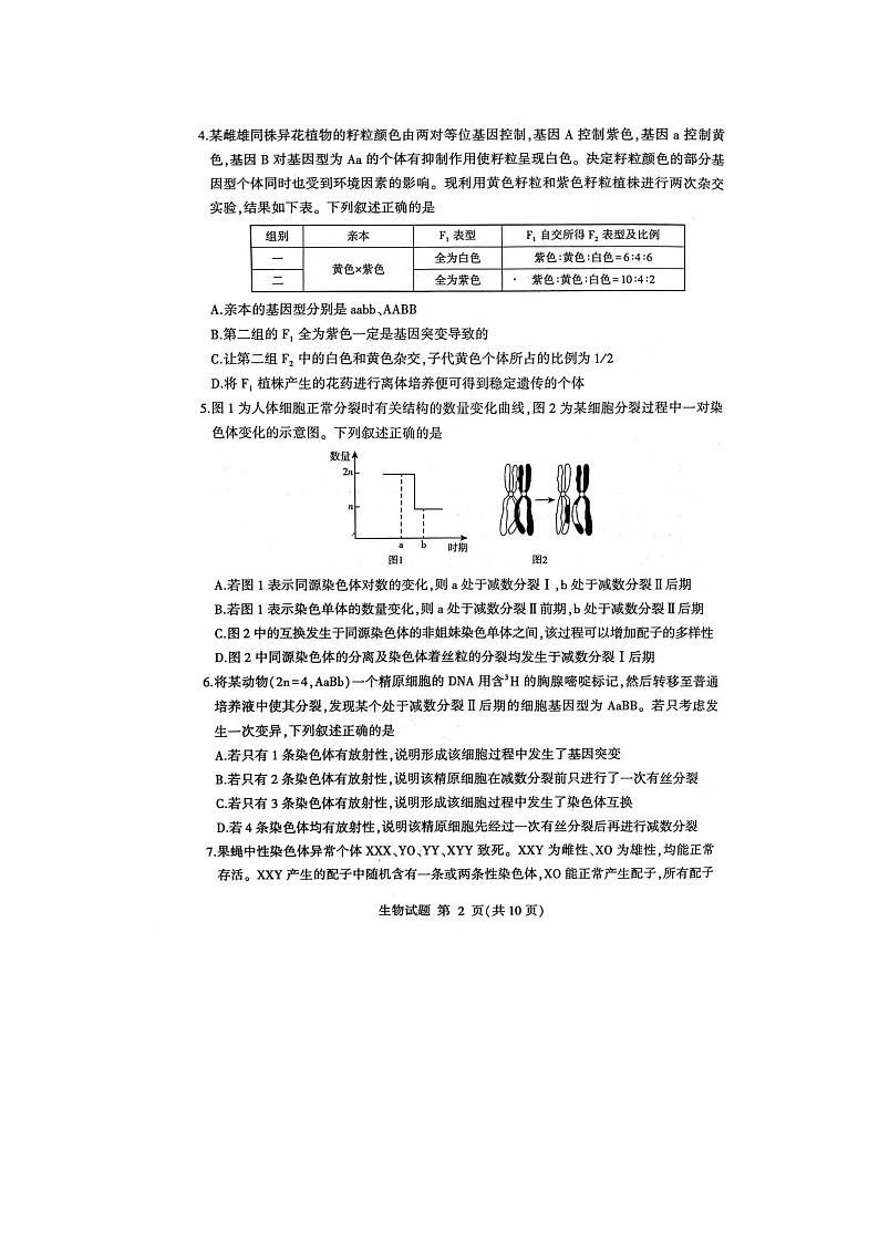 山东省临沂市2023-2024学年高一下学期期末考试生物试题02