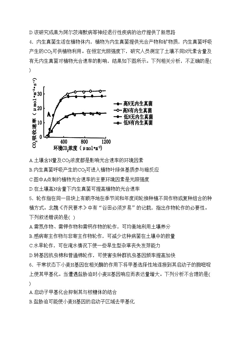 湖南省岳阳市2023-2024学年高二下学期期末教学质量监测生物试卷(含答案)02