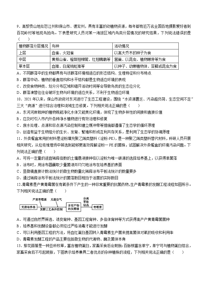 云南省保山市2023-2024学年高二下学期7月期末检测生物试题第3页
