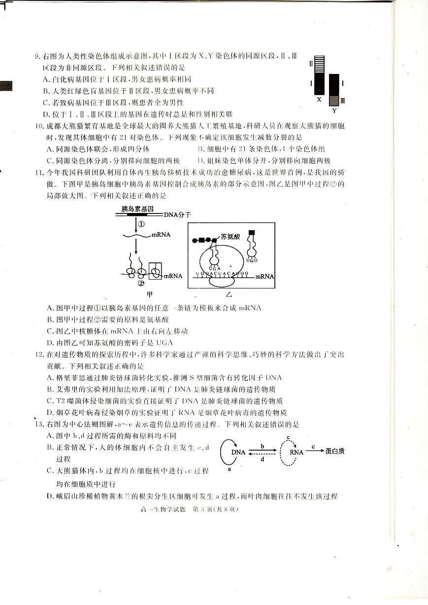 四川省巴中市普通高中2023-2024学年高一下学期期末学情检测生物试题第3页
