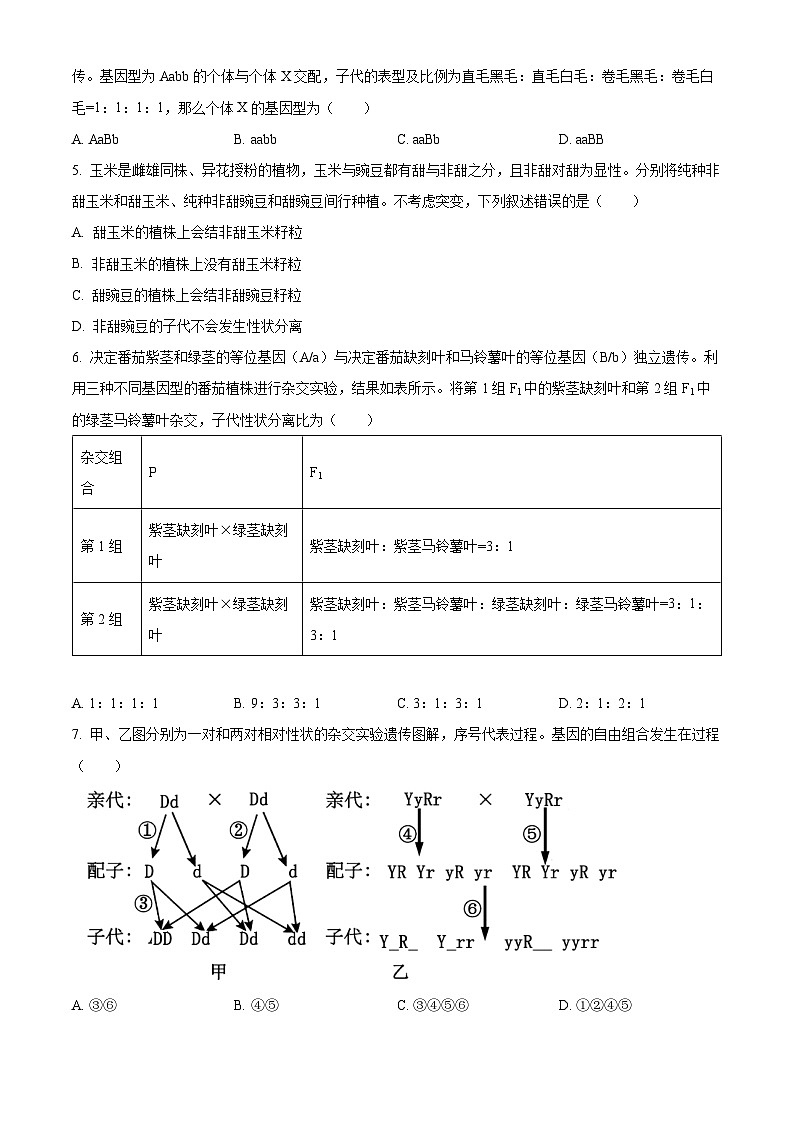 安徽省芜湖市2023-2024学年高一下学期7月期末考试生物试题（Word版附解析）02