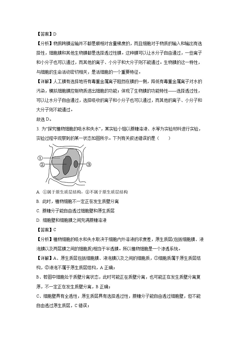 [生物][期末]陕西省西安市周至县2023-2024学年高二下学期7月期末教学质量检测试题(解析版)02