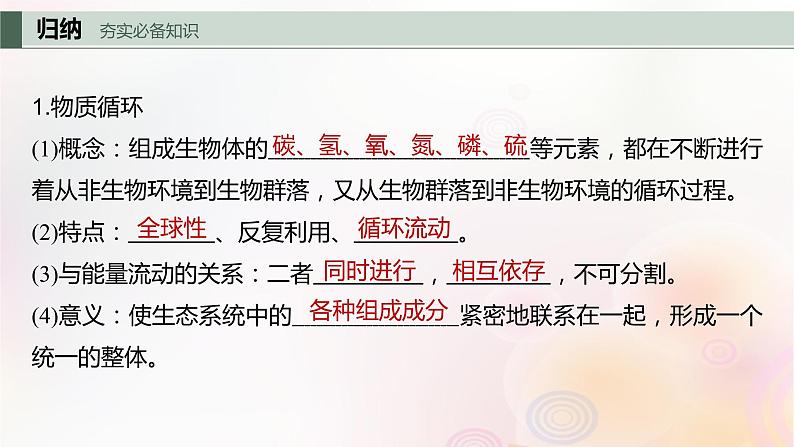 鲁湘辽新教材2024届高考生物一轮复习第九单元生物与环境第7课时生态系统的物质循环信息传递课件第4页