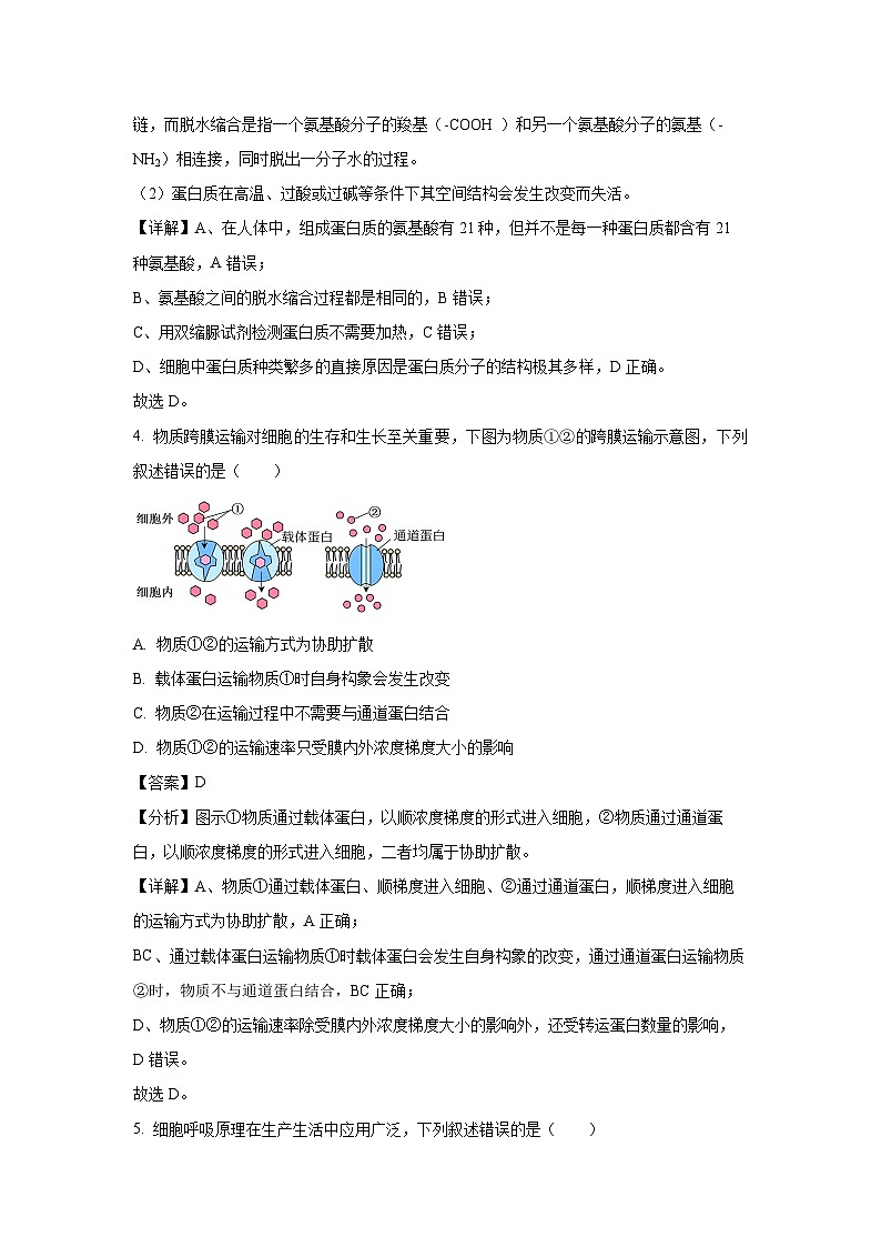 [生物][期末]广西壮族自治区百色市2023-2024学年高一下学期期末考试试题(解析版)03