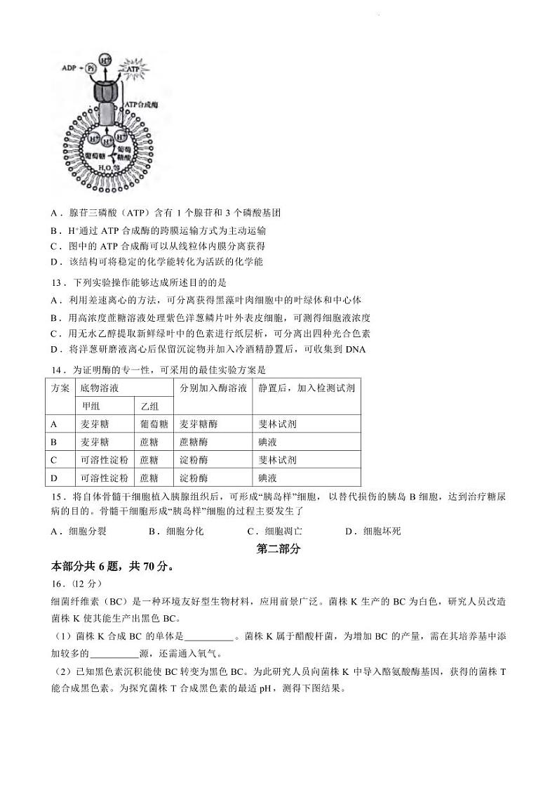 生物丨北京市海淀区高二下学期7月期末学业水平调研考试生物试卷及答案03