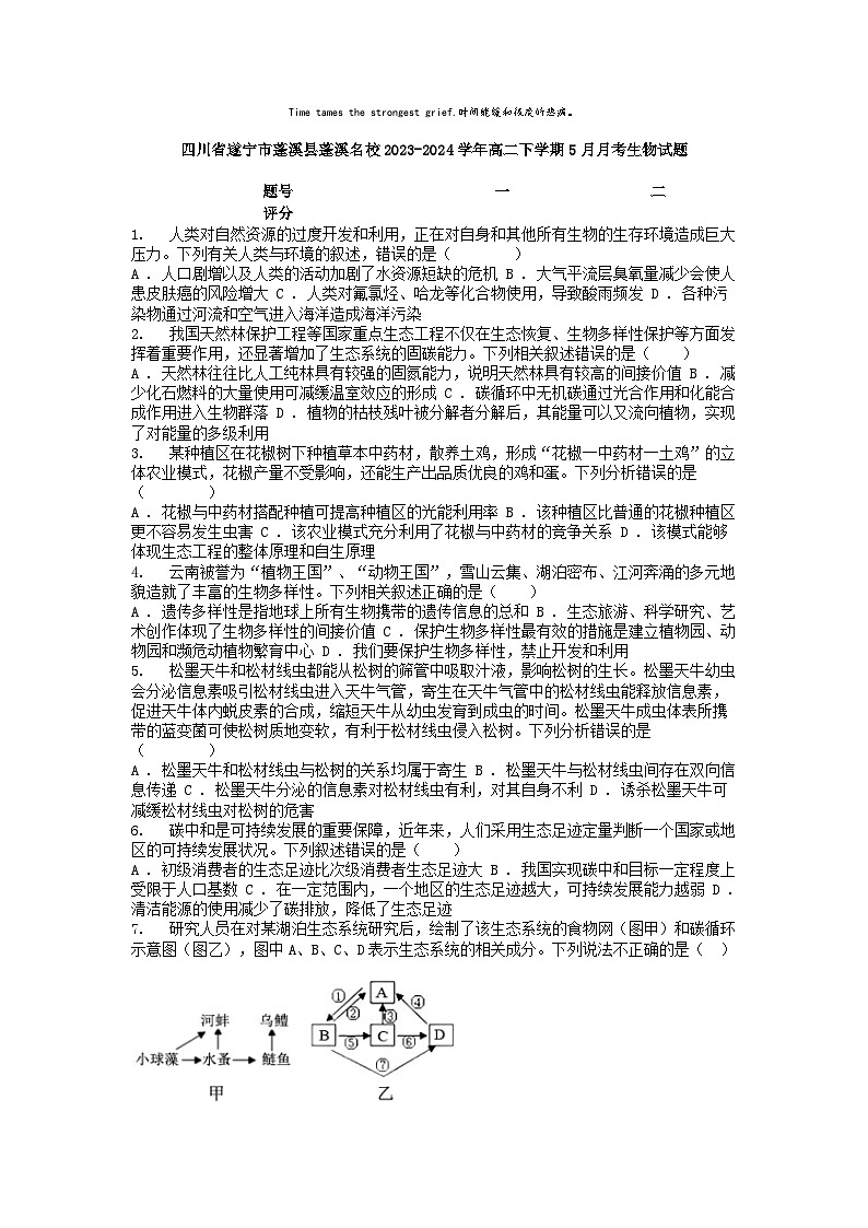 [生物]四川省遂宁市蓬溪县蓬溪名校2023-2024学年高二下学期5月月考生物试题第1页