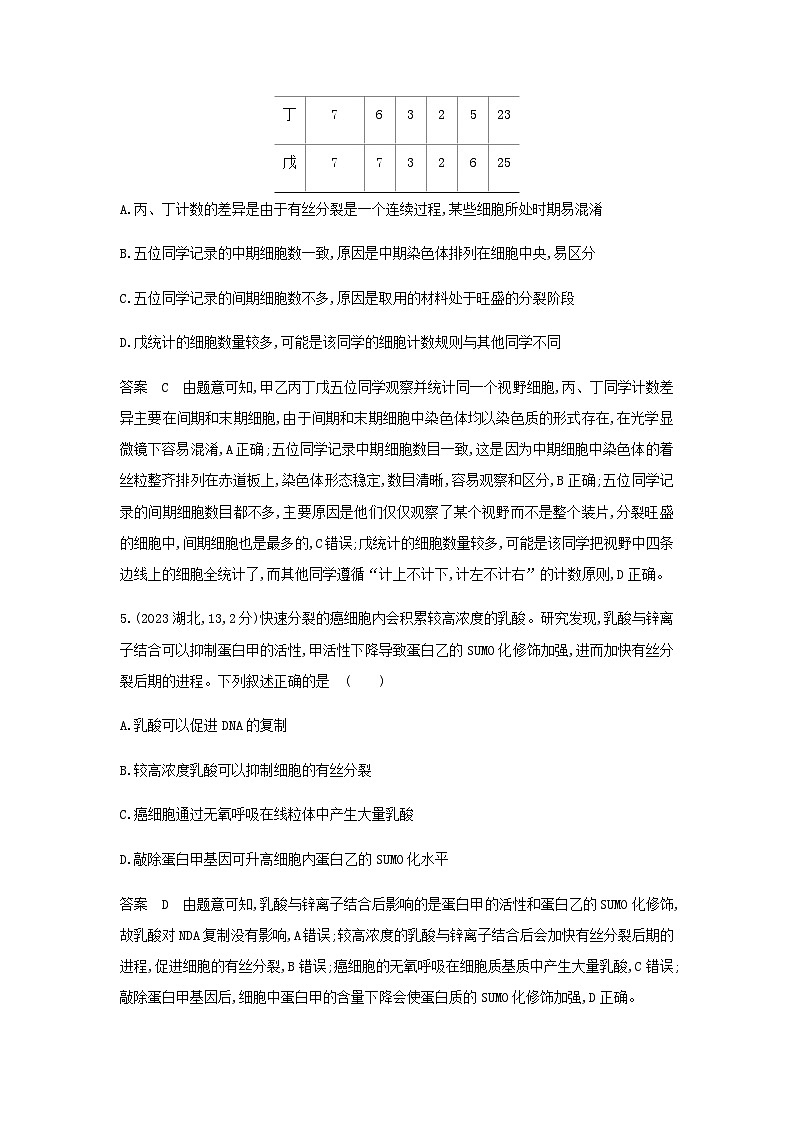 10年高考生物真题专题分类7细胞的生命历程练习含答案03