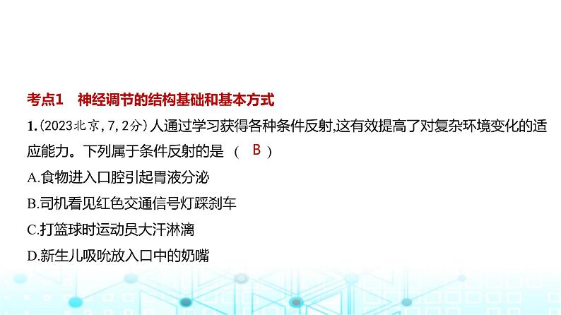 新高考生物总复习专题13神经调节练习课件第2页